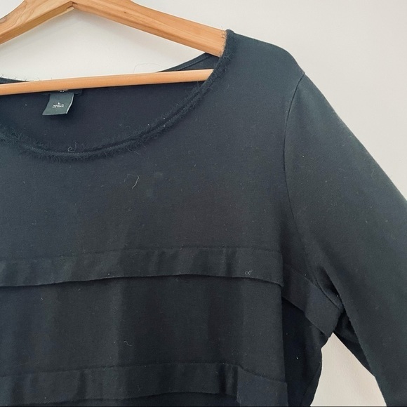 Ann Taylor Tiered Ruffle Eyelash Lace Black Long Sleeved Top - Picture 2 of 7